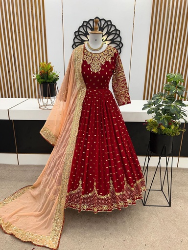 MODERN GALLERY-"Stunning Lehenga Set: Georgette Lehenga with Sequence & Zari Work, Unstitched Blouse, and Net Dupatta with Border"